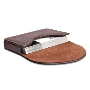 Cofee Leather Business Card Holder Case for Men or Women Pocket Business Card - Picture 1 of 7