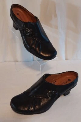 Usado en Excelente Condición Zapatos Clásicos Earth Spirit Cuero Negro Emma Mules Zuecos Talla 8.5 Foto 1 de 4
