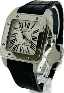 Reloj Hombre Cartier Santos 100 LM W20073X8 2656 Blanco Descuento Excelente A1785 - Imagen 1 de 12