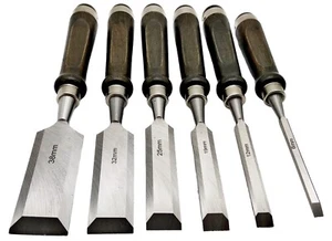 6 tlg Premium Stechbeitel Set 6,12,19,25,32,38 L:280 mm f Holz,Stemmeisen Meisel - Bild 1 von 6
