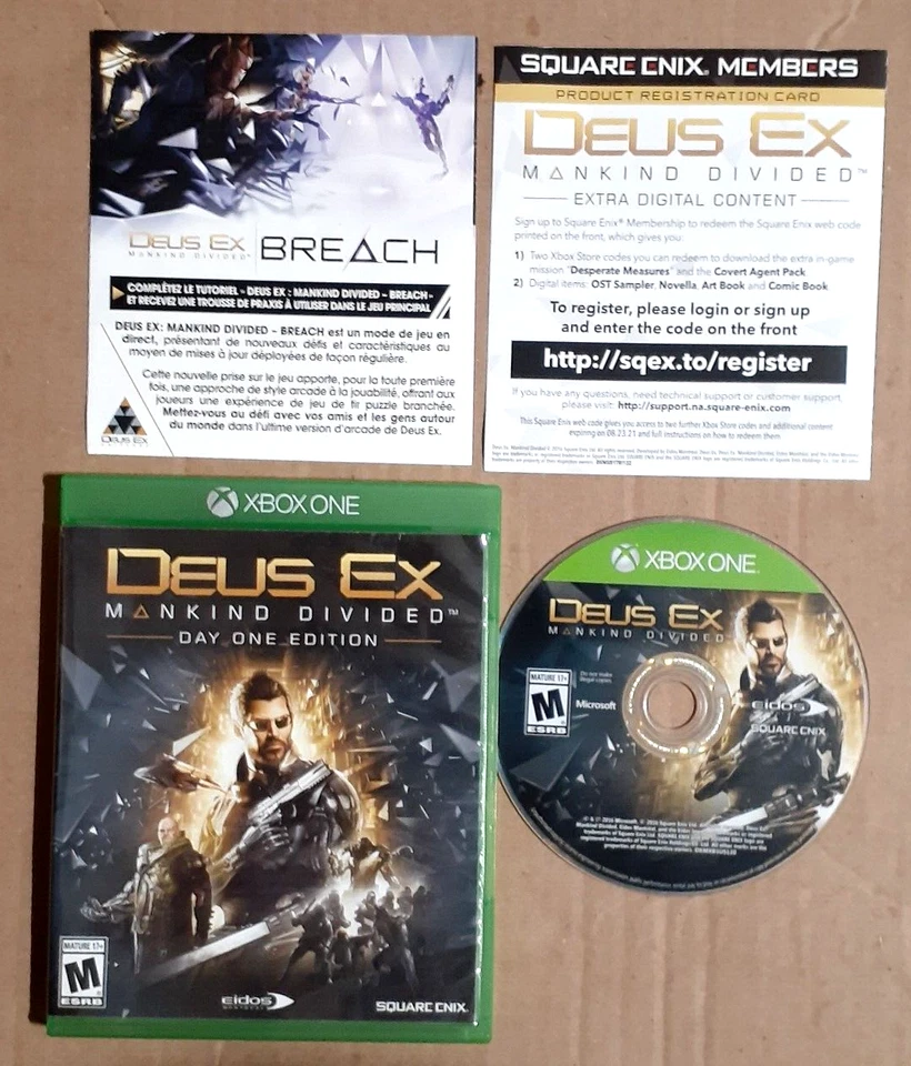 Deus Ex Mankind Divided Day One Edition Complete (Microsoft Xbox One, 2016) VG - Image 1 of 1