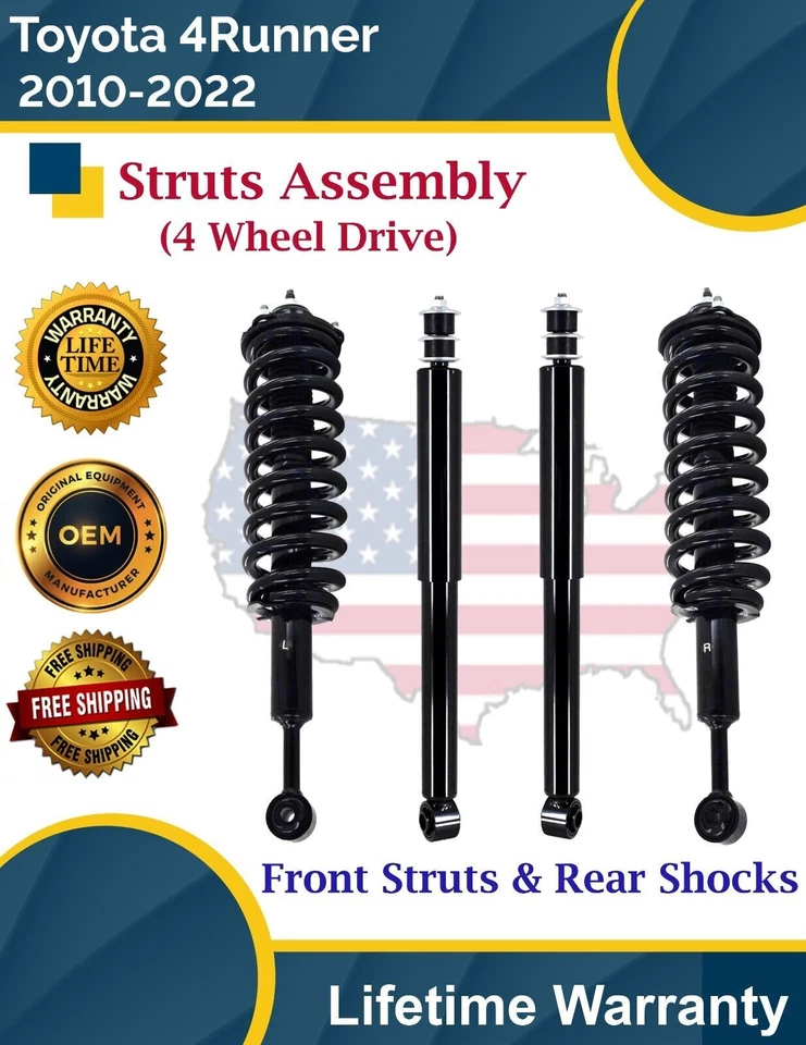 OE Front Struts & Rear Shocks for 2010-2022 Toyota 4Runner 4WD Lifetime Warranty - Изображение 1 из 4
