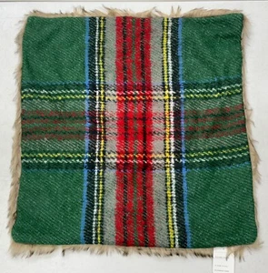 NEW Pottery Barn Stewart Plaid w/Faux Fur Back 24"sq Pillow Cover~Green Multi - Picture 1 of 3