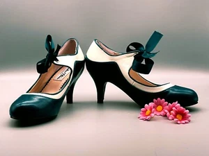 Nada Heels Lulu Hun Shoes Women High Heel Court Green Ribbons Size 3 Boxed - Picture 1 of 18