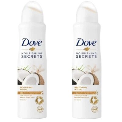 2 x Dove Nourishing Secrets Coconut Jasmine Antiperspirant Deodorant Spray 150ml - Image 1 of 3