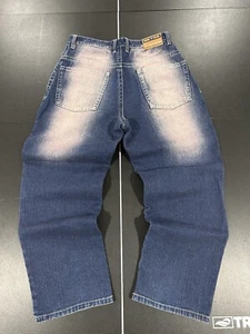 Vintage Raw Blue Y2K JNCO Jeans Like Baggy Skate Grunge Tribal Style 36x31 - Picture 1 of 6