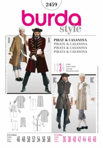 Burda SEWING PATTERN 2459 Men's Pirate & Casanova Costumes Sizes 36-48 - Picture 1 of 2
