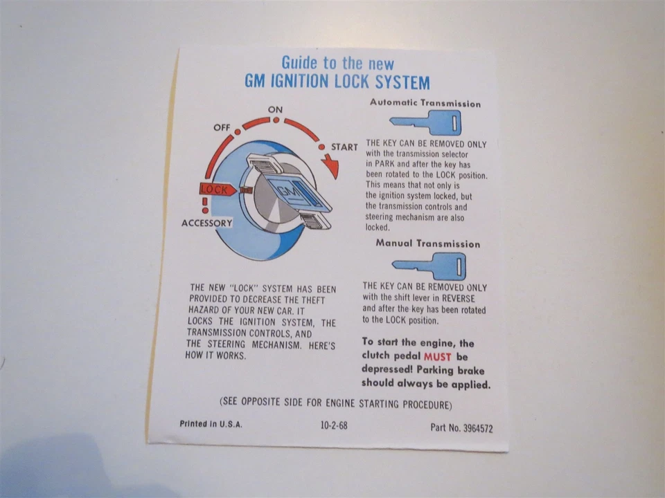 1969 1970 1971 1972 CADILLAC ELDORADO SEVILLE DEVILLE START INSTR SUNVISOR TAG A - Image 1 of 1