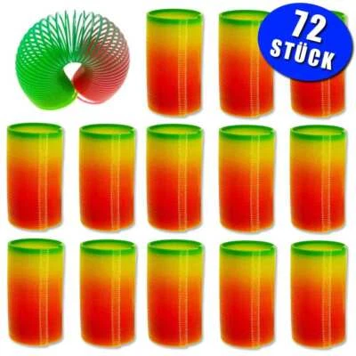 72 Stück Neon Spirale Treppenläufer Regenbogen - ca. 6,5 cm Spielzeug Kinder - Bild 1 von 4