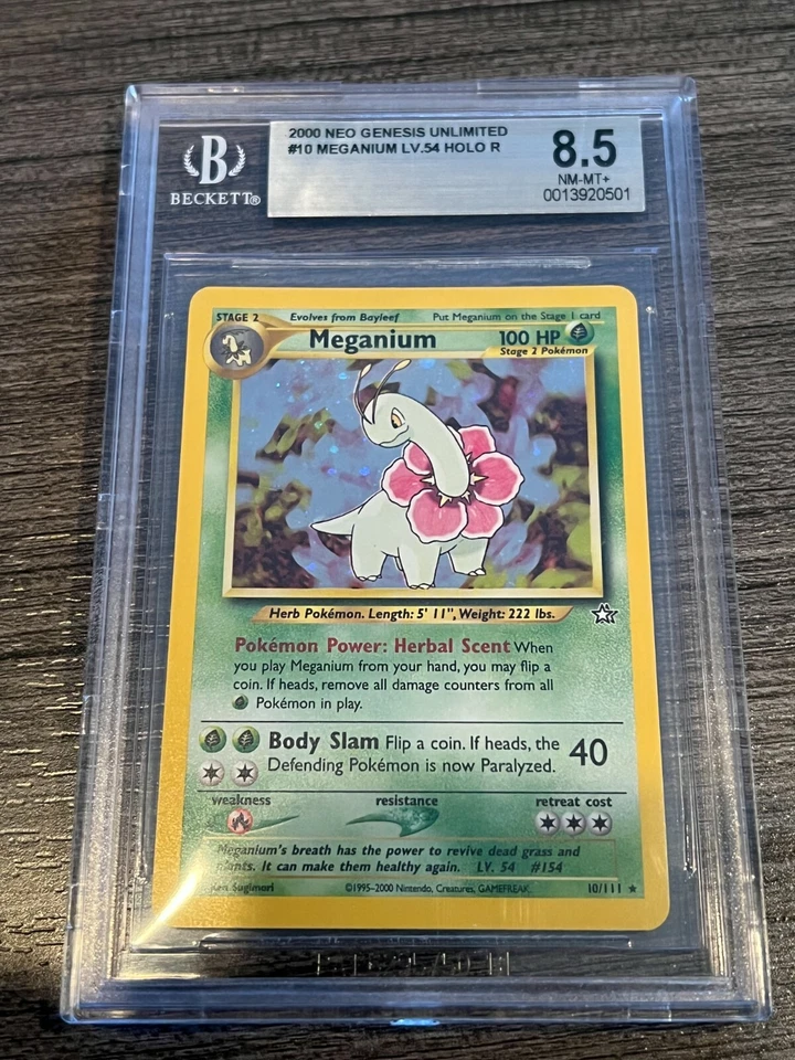 #10 2000 Neo Genesis Meganium LV 54 Holo - BGS 8.5 – Low pop! (31) - (PSA/CGC) - Image 1 of 1