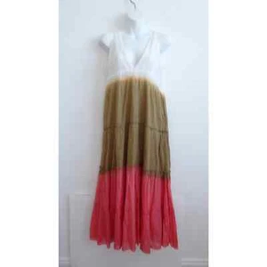 Area Stars Women's Color Blocked Tiered Maxi Dress Sz S NWT 198 White Tan Coral - Picture 1 of 15