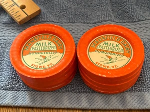 10 1950s Mansfield Dairy  Stowe VT milk bottle caps cardboard skier skiing - Picture 1 of 1