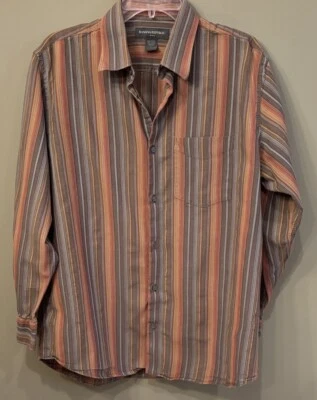 Banana Republic Brown Orange & Blue  Striped Long Sleeve Button Up Shirt Sz L - Image 1 of 4
