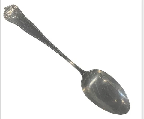 antique J.E. Caldwell Sterling Silver King pattern Large Serving Spoon MONO B Cover