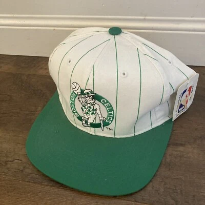 Vintage Boston Celtics Starter Brand SnapBack Hat Cap Thin Pinstripe RARE w TAG! - Image 1 of 4