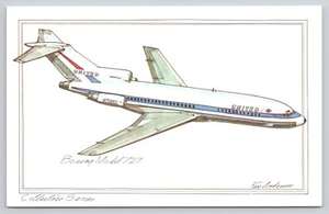 Boeing 727 United Airplane Artist Roy Andersen 1973 Unposted Postcard (H16) - Bild 1 von 2