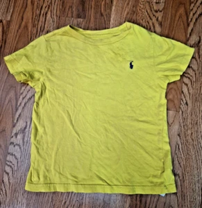 Polo Ralph Lauren Yellow Pony Logo Casual Crew Neck 100% Cotton T-Shirt Kid Sz 5 - Picture 1 of 8