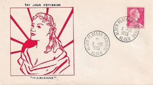 Enveloppe Philatélie 1er jour 1955 Algérie Emission Marianne 1 - Imagen 1 de 2