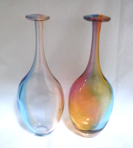 KOSTA BODA Kjell Engman C 1980 2 FIDJI Colorful Vases Bottles - Picture 1 of 17