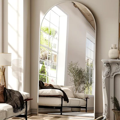 Oversized Full-Body Mirror, 77" X 38" Arched Full-Length Mirror, Silver Metal Fr - Image 1 of 4