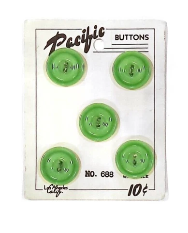 Green 3/4" Round Vintage Buttons Pacific Buttons Los Angeles CA Crafts Sewing Cover