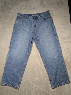 Pantalones de mezclilla holgados grandes azules Anchor para hombre 42x32 lavado claro Y2K ropa de calle de los años 90 Foto 1 de 4