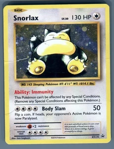 Tarjeta promocional Snorlax XY179 XY Evolutions Holo Black Star Pokémon arrugada 2016 - Imagen 1 de 2