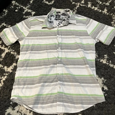 Volcom Short Sleeve Button Up  Shirt Mens medium slim Fit White Skate Retro Y2K - Image 1 of 4