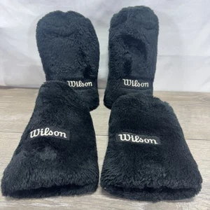 Set (4) Vintage Wilson Golf Headcovers Plush Fuzzy Black Barrel Wood Style - Picture 1 of 6