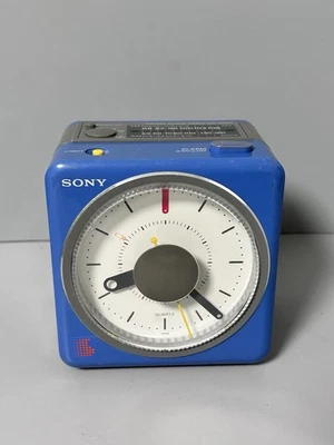 Sony Blue ICF-A10W Analog Clock Radio Vintage TESTED WORKING - No Battery Cover - Image 1 of 4