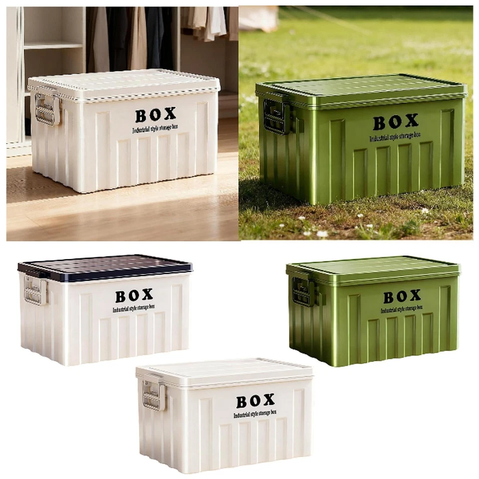 Lidded Storage Bin Utility Crate and Handles Large Capacity Storage Box with Lid - Image 1 of 1