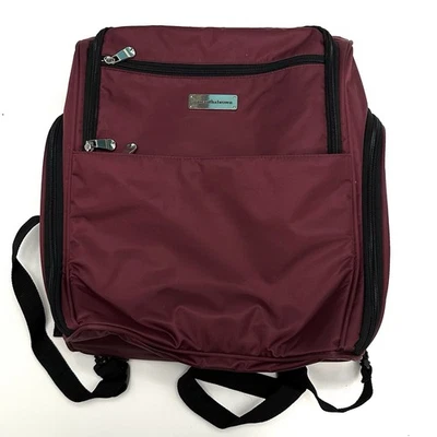 Samantha Brown Travel Backpack Burgundy Nylon Lightweight Laptop Organizer Bag - Image 1 of 4