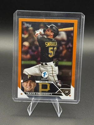 2023 Topps Series 1 1st Edition Travis Swaggerty Orange Foil 16/75 Pirates - Image 1 of 4