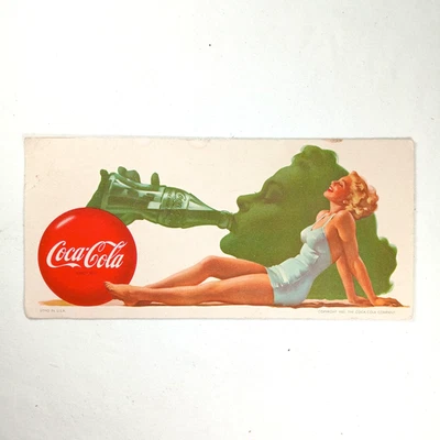 Sunbathing Marilyn Monroe 1951 Coca-Cola Blotter Card Advertisement 7.5" x 3.5" - Image 1 of 4