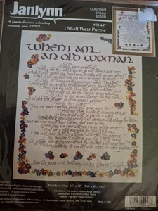 New Janlynn Counted Cross Stitch Kit "I Shall Wear Purple" #02-447  - Picture 1 of 2