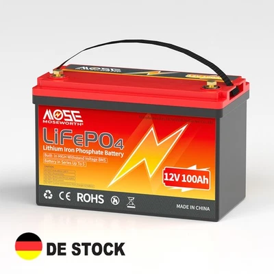 LOUITTON 12V 100Ah LiFePO4 Akku Lithium Batterie 100Ah BMS Wohnmobil Camper Solar 1280Wh