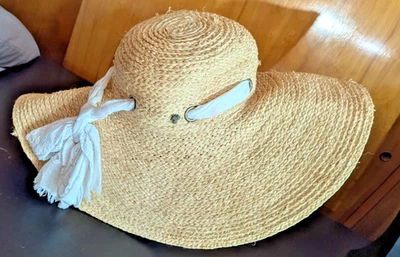 Tommy Bahama Sombrero de Paja Ala Ancha para el Sol con Envoltura Blanca - Talla Única Foto 1 de 4
