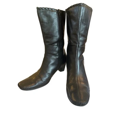 Botas Pikolinos de cuero negro a media pantorrilla para mujer 38 EE. UU. 7,5 hechas en Europa usadas en excelente estado Foto 1 de 4