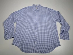 Peter Millar Gingham Check Pattern Shirt Men's XXL Blue White Preppy Cotton - Picture 1 of 13