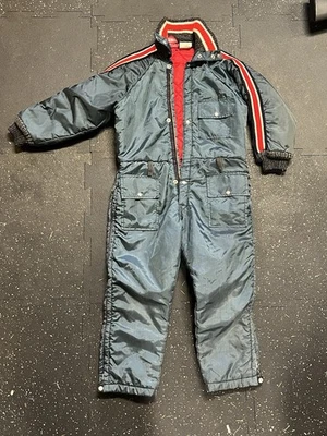 Vintage Navy Striped Davco Snowmobile Snowsuit Boys Size 10 - Image 1 of 4