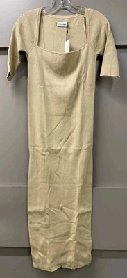 CALVIN KLEIN Square Neck Cotton Wool Blend Midi Dress - M - £160 - image 1 of 4