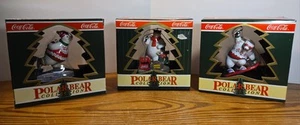 Lot of 3 Coca Cola Polar Bear Collection Christmas Ornaments  - Picture 1 of 20