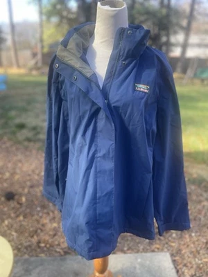 LL Bean Anorak Jacket Womens 2XL Blue Full Zip Hooded Rain Hiking Outdoor Gore - Image 1 of 4