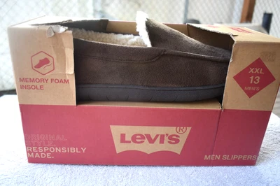 Zapatillas mocasín LEVI'S para hombre talla 13 XXL marrón sin cordones forradas con espuma viscoelástica Sherpa Foto 1 de 4