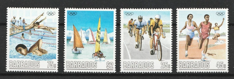 1988 Barbados Sc# 727-32 - Olympics, Cycling, Track, Swimming, Sailing Cv$6.95 - Image 1 of 1