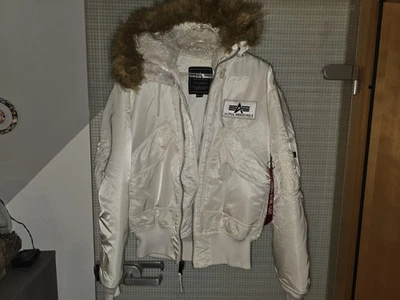 Alpha Industries Cwu45 Hooded Bomberjacke Weiß Größe M - Bild 1 von 4