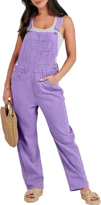 Mono de mezclilla holgado para mujer con correas ajustables mono informal con bolsillo Foto 1 de 4