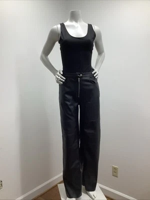 Missguided 人造皮裤阔腿黑色女式 2 码,二手。 — 第 1/4 张图片