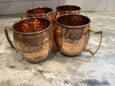 Медный Московский кованый мул питьевая кружка латунная ручка польза для здоровья набор из 4 - Изображение 1 из 3