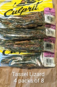Culprit  Soft Baits "Tassel Lizard" Bass Plastic Jig Worm Drop Shot lot of 32 D - Picture 1 of 1